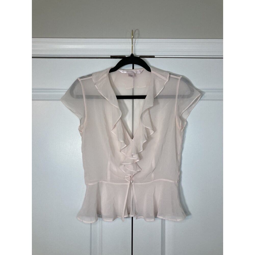 Victoria's Secret Pink Sheer Ruffle Dainty Coquette Pajama Set Top Pants Y2K